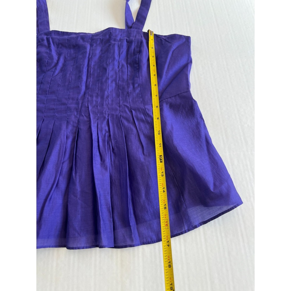 Banana Republic Sz 8 Pleated Purple Camisole Tank Top Lined Back Zip Tencel - Picture 11 of 11